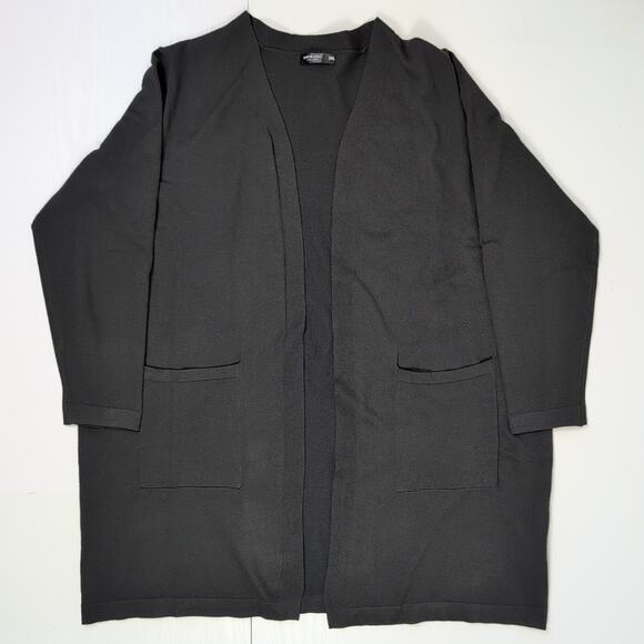 Shein Curve Womens 3XL Black Open Front Drape Cardigan Long Sleeve Plus Size - Picture 2 of 14